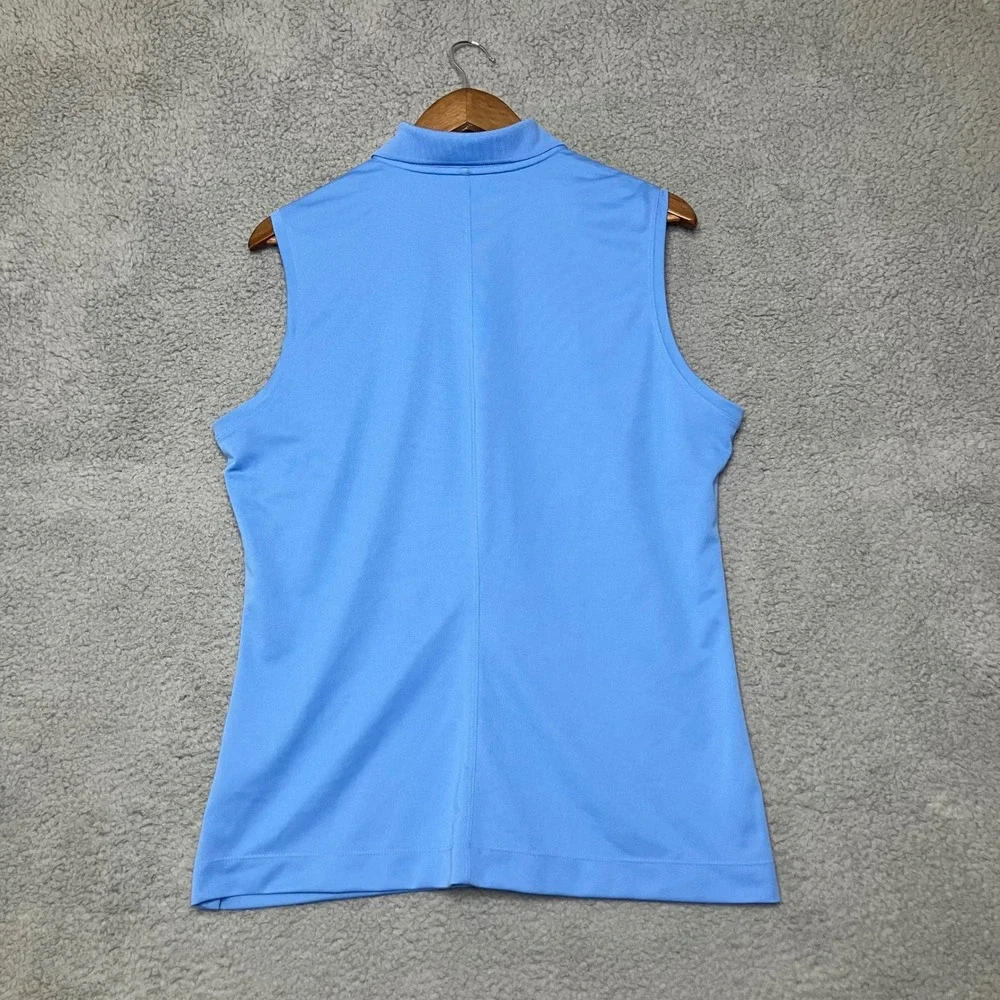 Nike Golf Dri-FIT Sleeveless Polo Shirt Women XL Blue Coastal Tennis Preppy Top